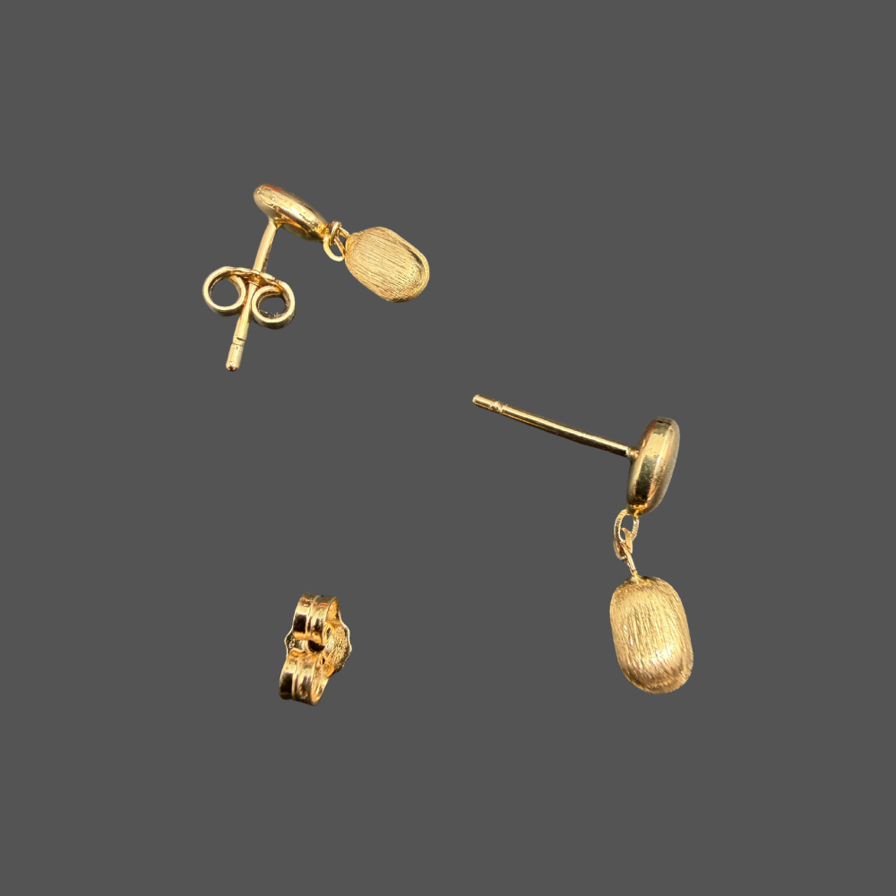 Boucles d’oreilles pendantes Femme Adorée en or jaune 18 carats – Doubles ovales polis et brossés