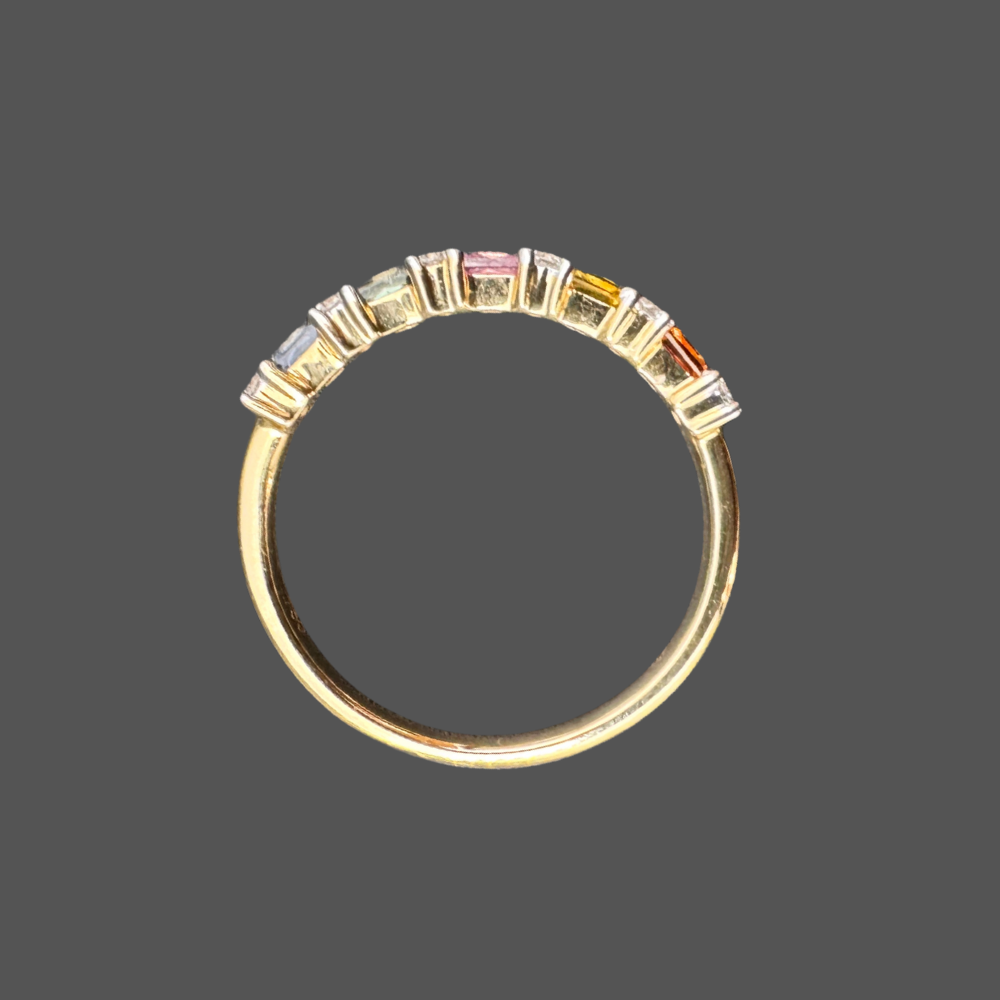 Alliance saphirs multicolores et diamants