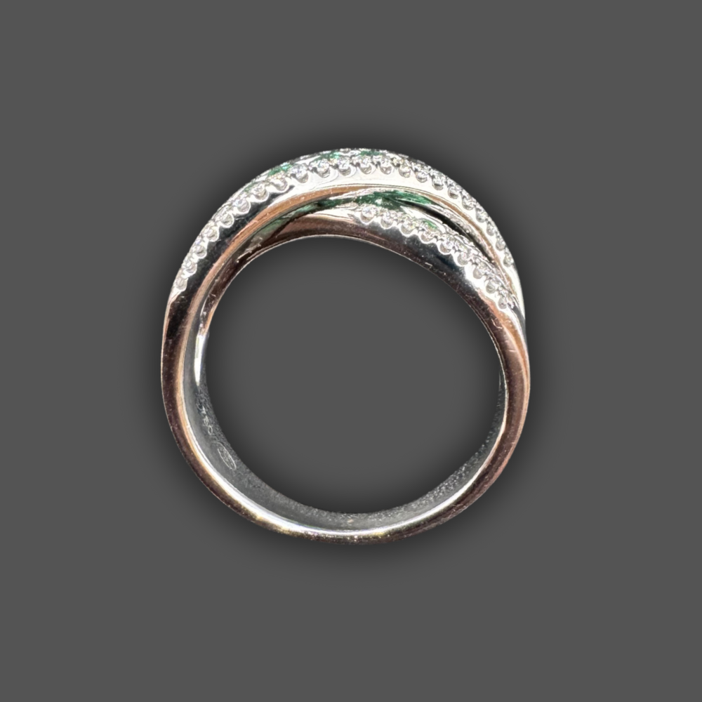 Bague Croisée Émeraudes