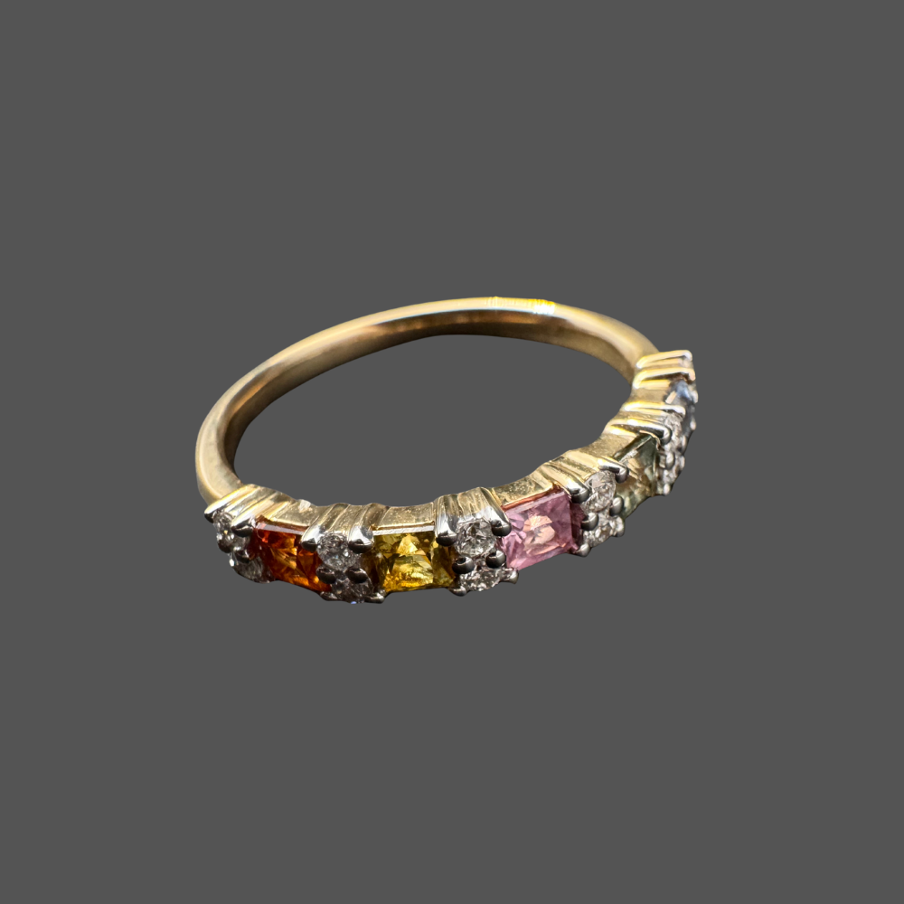 Alliance saphirs multicolores et diamants