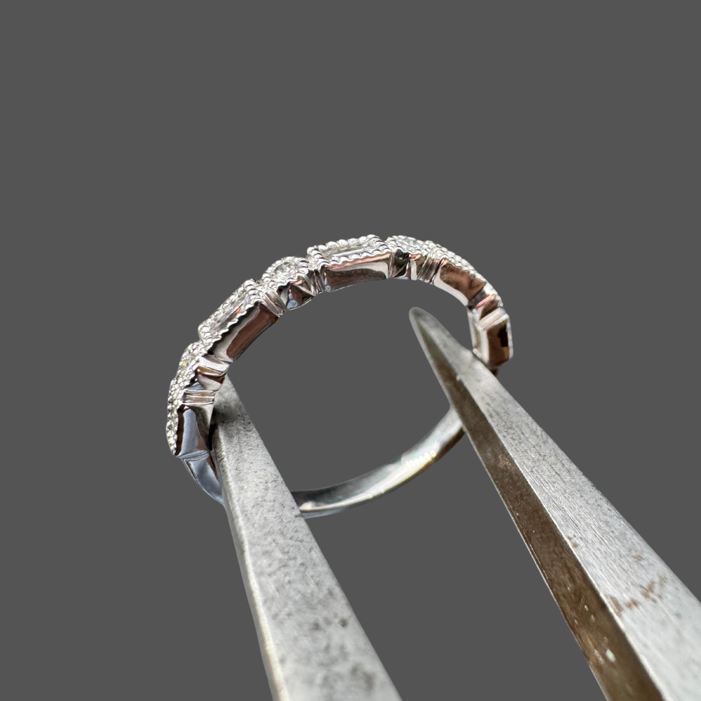 Alliance fantaisie diamants or blanc 0.24ct
