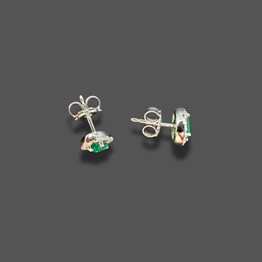 Boucles d’Oreilles Entourage Emeraude