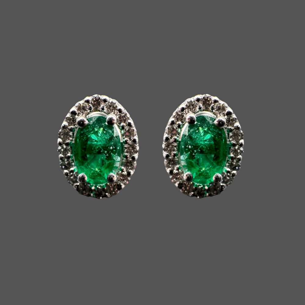 Boucles d’Oreilles Entourage Emeraude