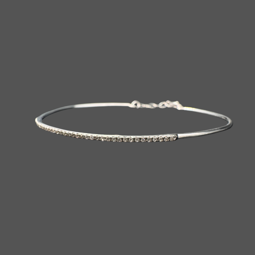Jonc en or blanc 18k avec diamants