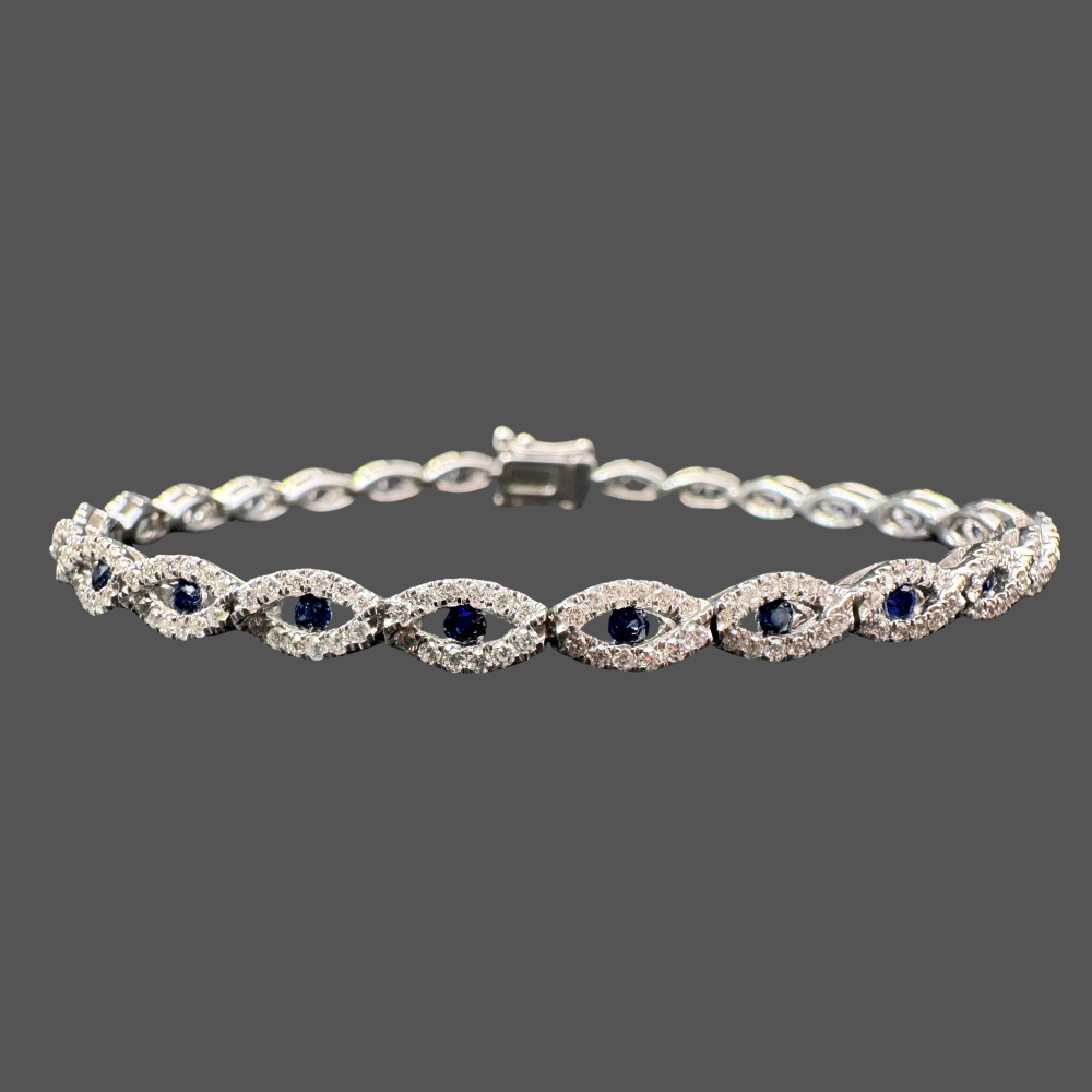 Bracelet rivière diamants et saphirs