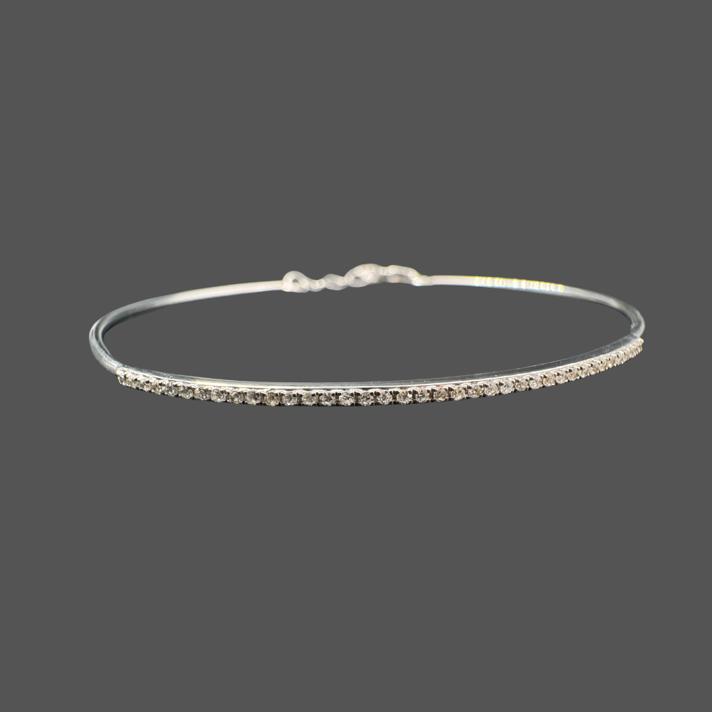 Jonc en or blanc 18k avec diamants