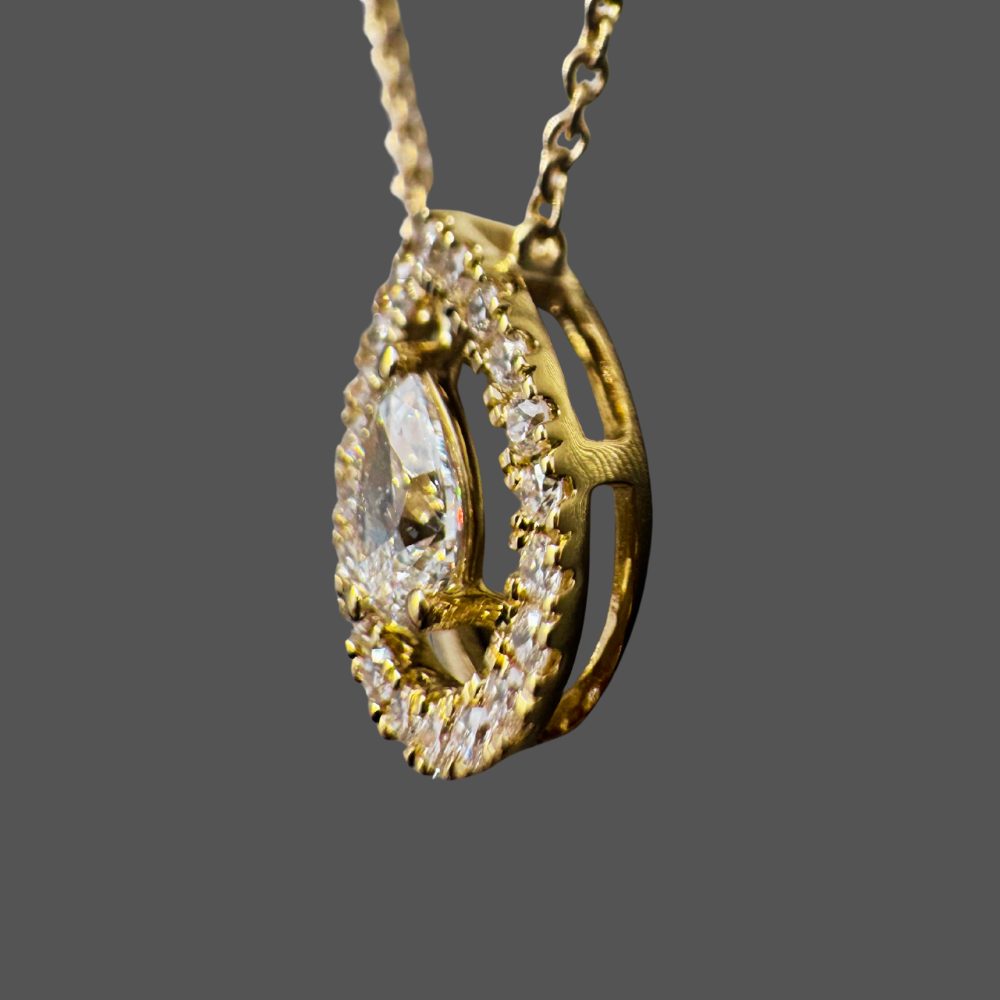 Pendentif diamant 0.50ct en or jaune avec chaîne