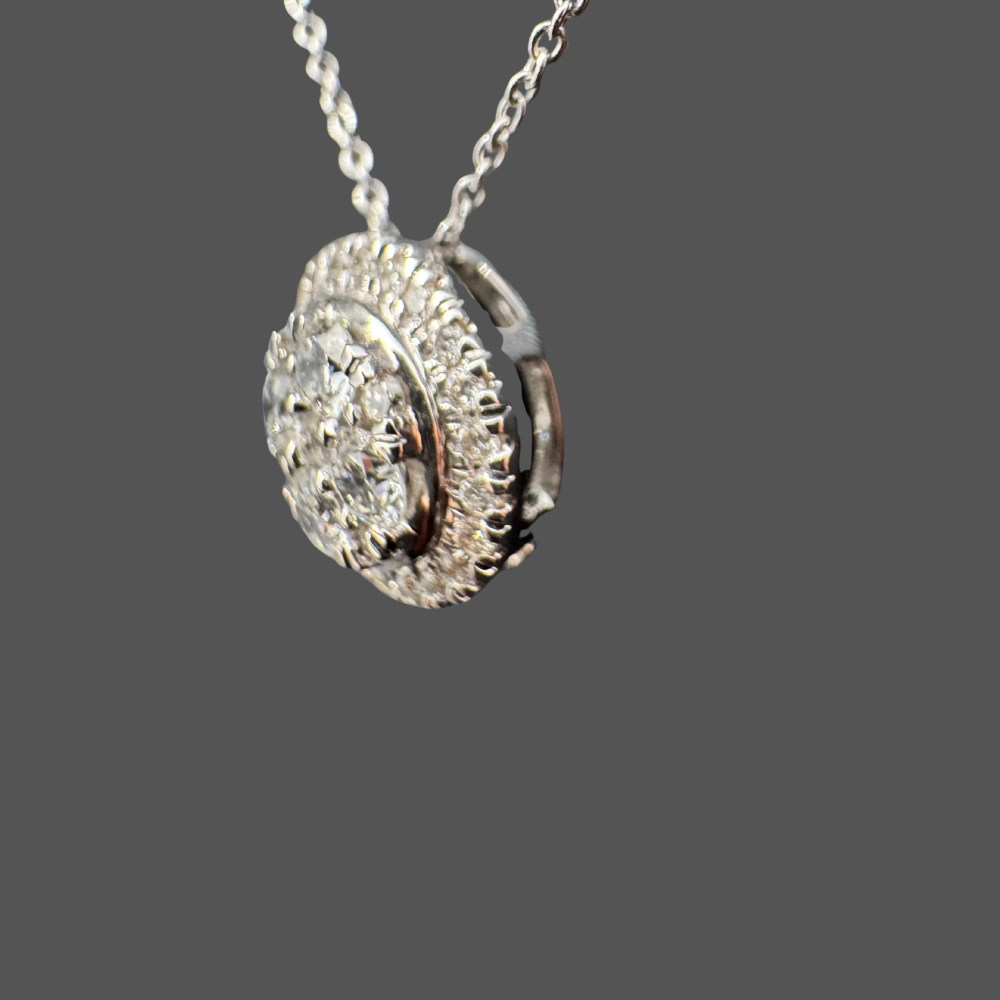 Pendentif diamant 0.33ct sur chaîne en or blanc