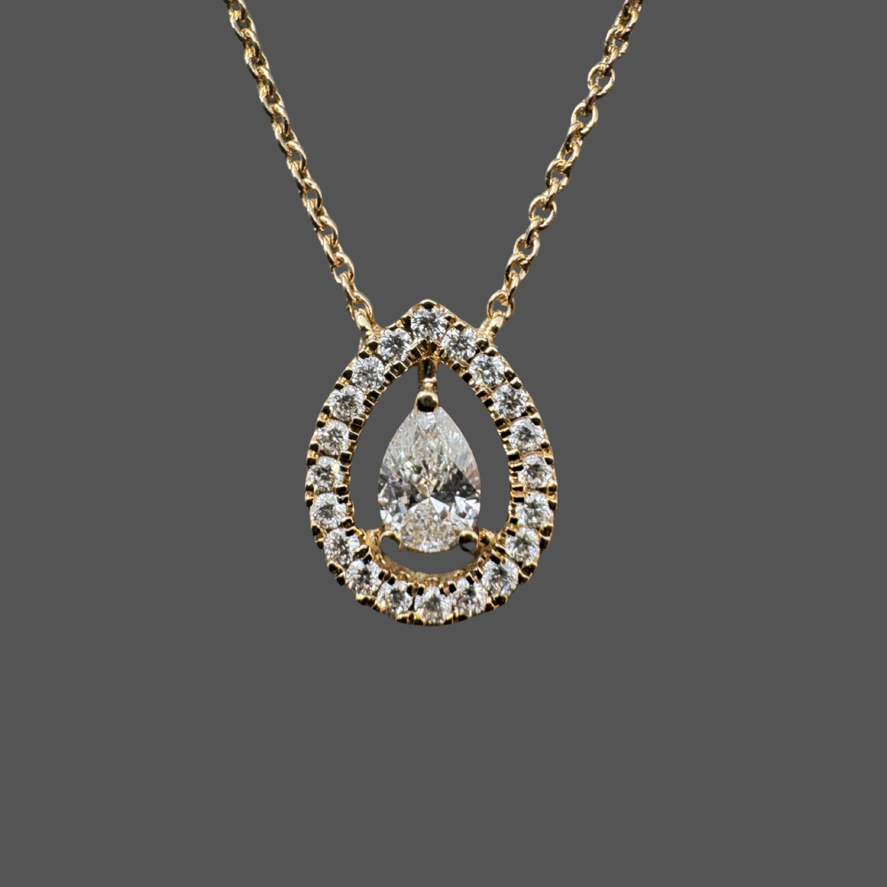 Pendentif diamant 0.50ct en or jaune avec chaîne