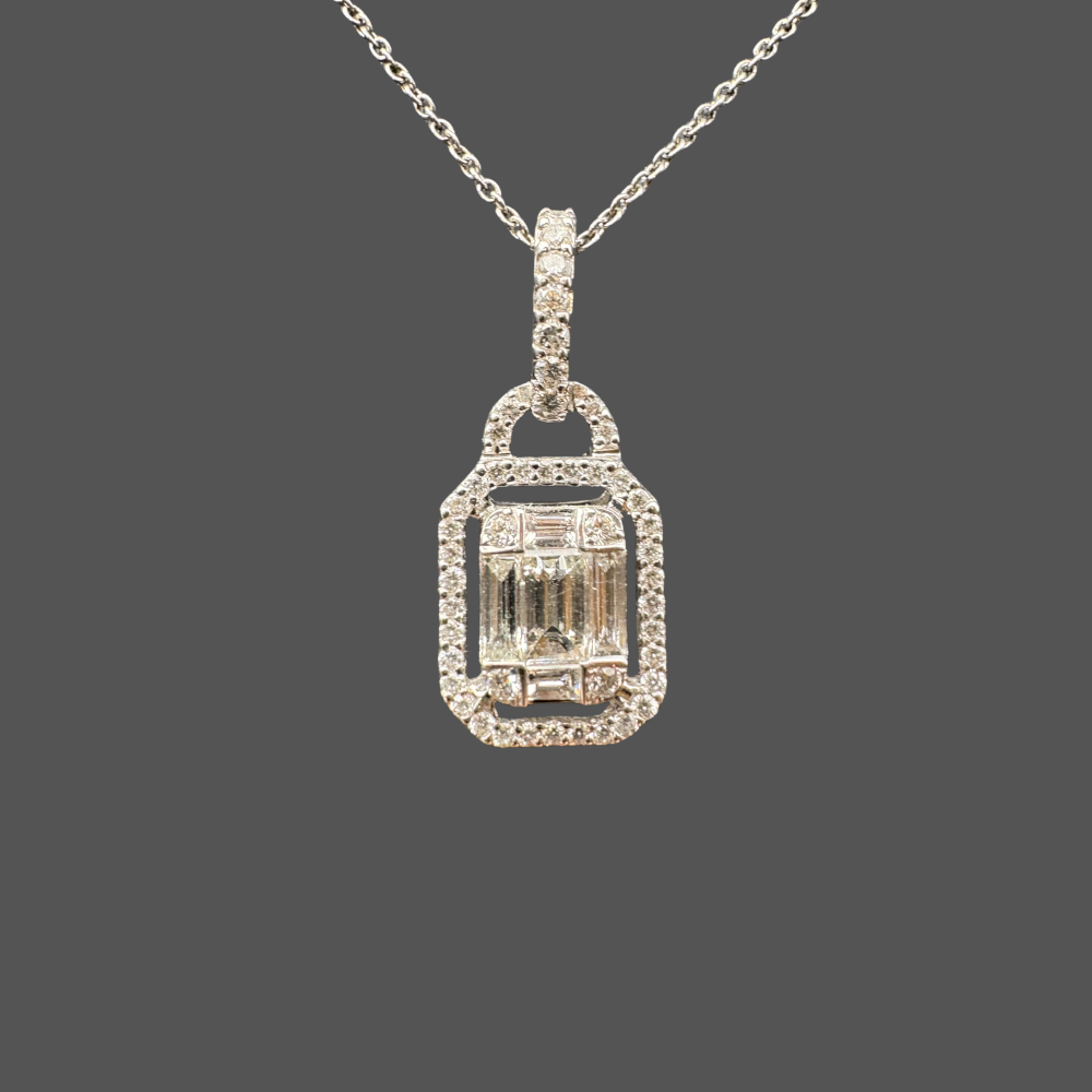 Pendentif diamant 0.56ct en or blanc avec chaîne