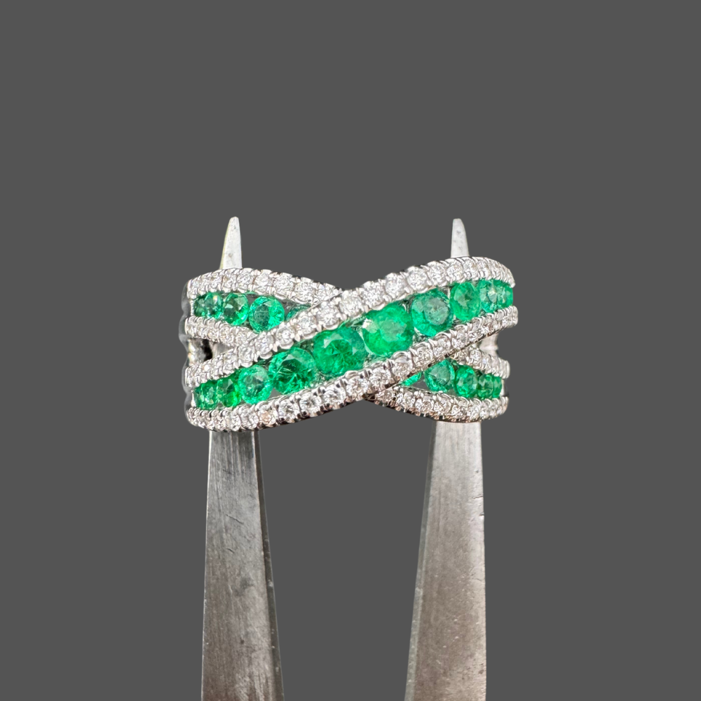 Bague Croisée Émeraudes