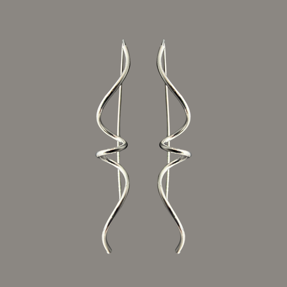 Boucles d’oreilles tourbillon or blanc 18 carats – Design contemporain épuré