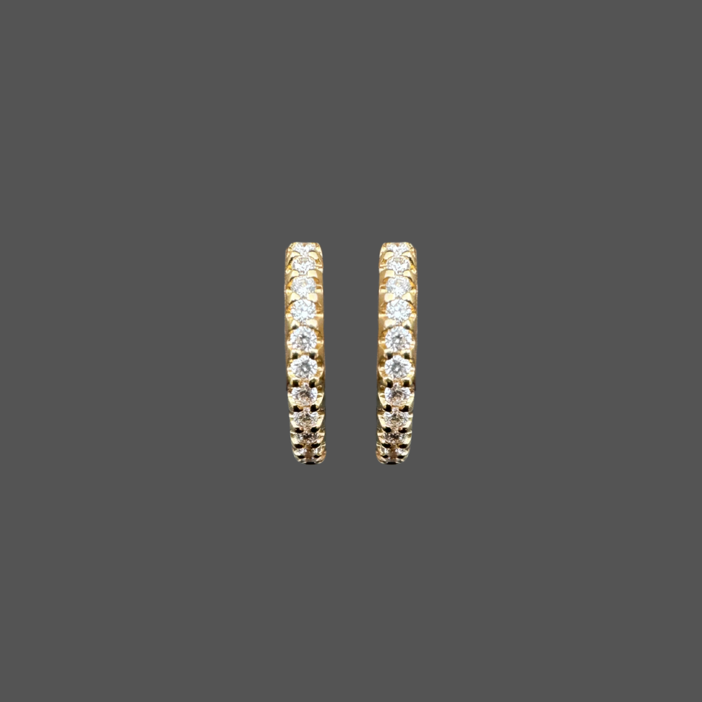 Créoles en or jaune 18 carats avec diamants – 0,10 ct