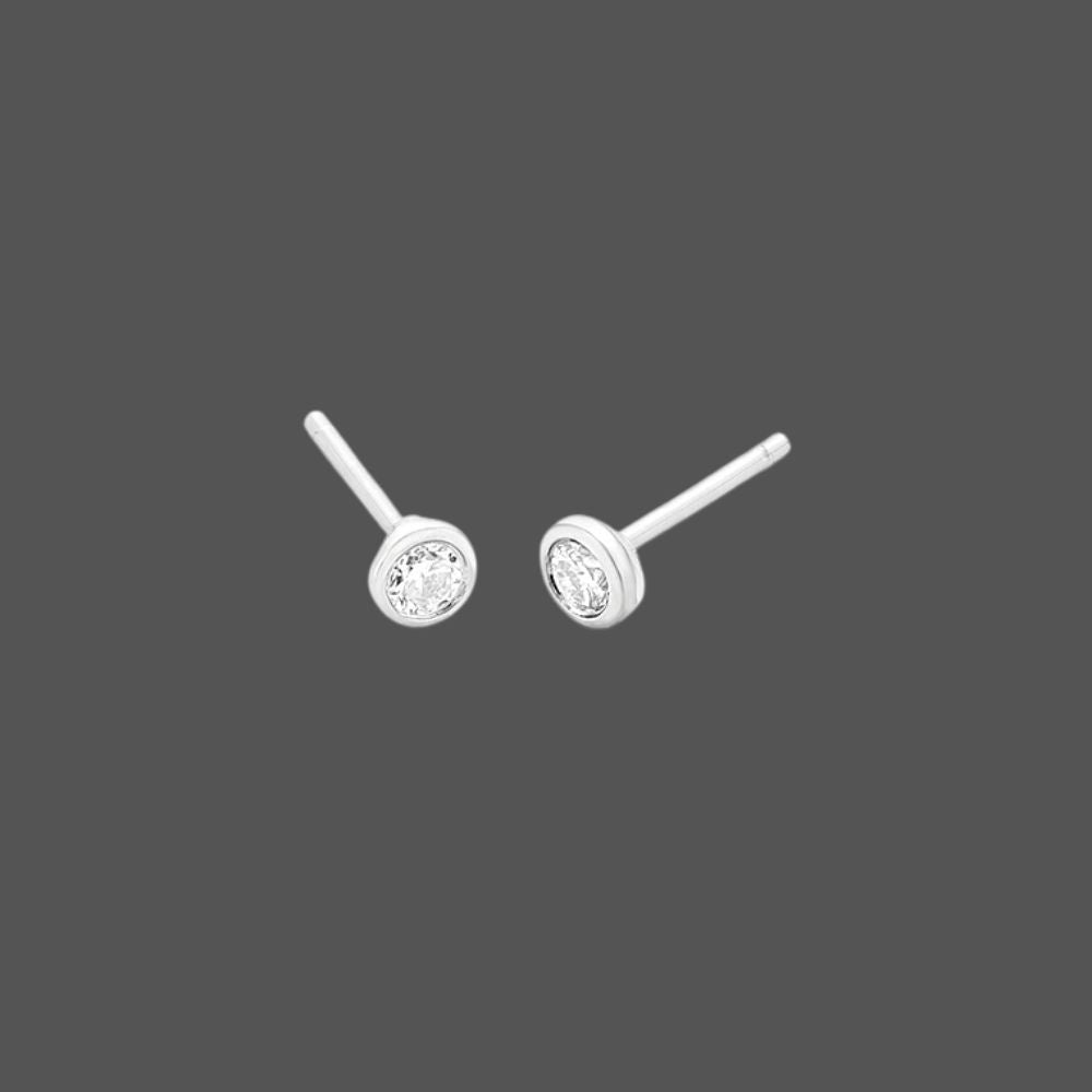 Boucles d'Oreilles Diamant Serti Rond en Or Blanc