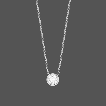 Chaine Avec Pendentif Diamant Serti Rond - En or Jaune ou Blanc