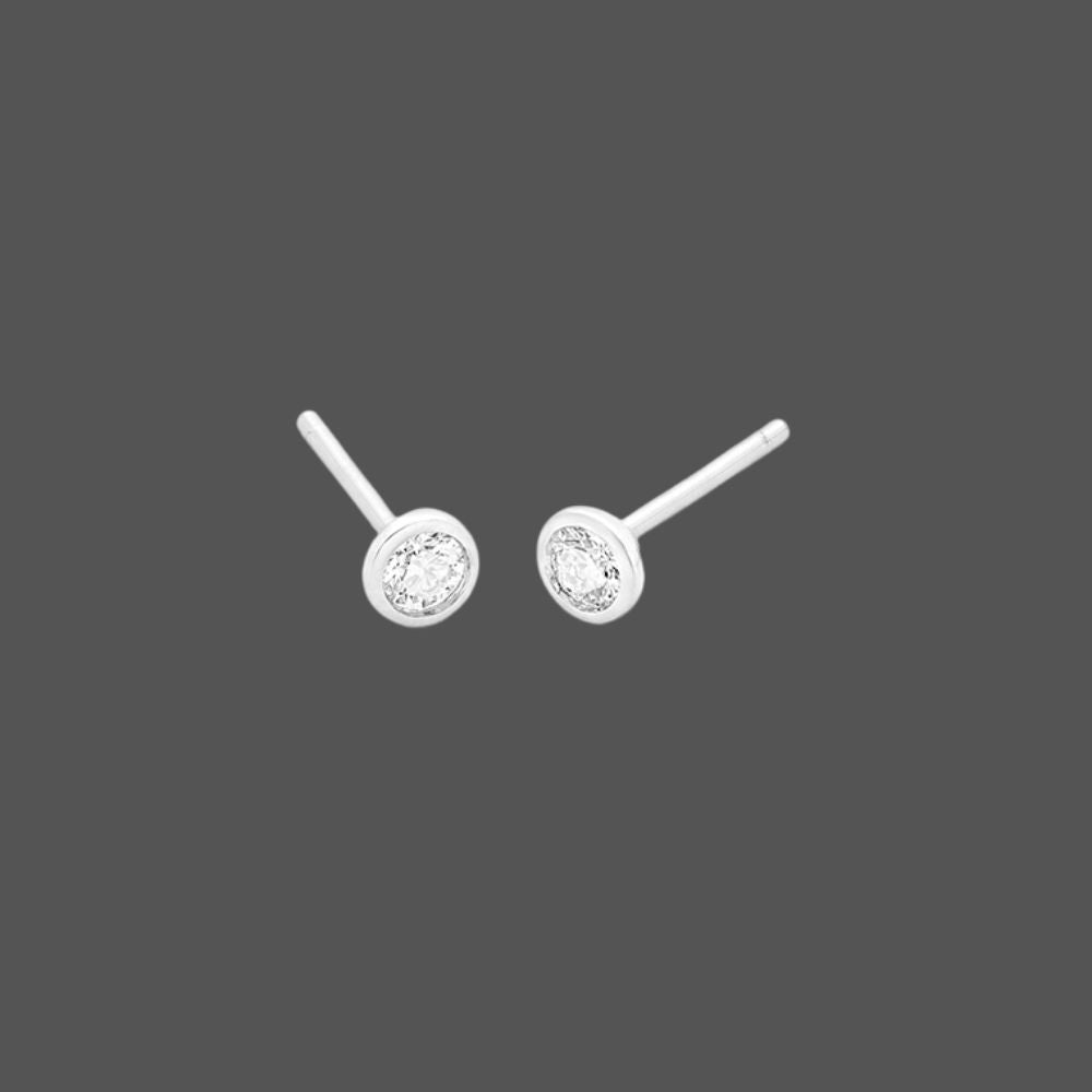 Boucles d'Oreilles Diamant Serti Rond en Or Blanc