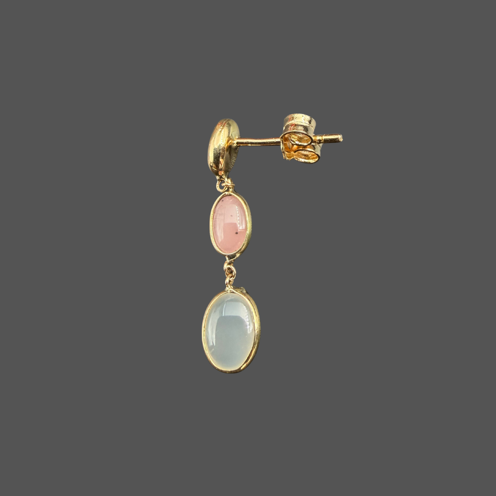 Boucles d’oreilles pendantes Femme Adorée en or jaune 18 carats et pierres de lune