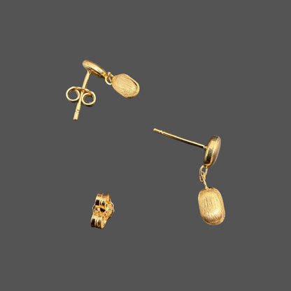 Boucles d’oreilles pendantes Femme Adorée en or jaune 18 carats – Doubles ovales polis et brossés
