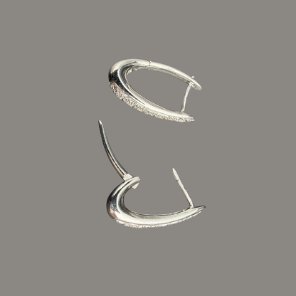Créoles pavées de diamants or blanc 18 carats – Boucles d’oreilles diamantées