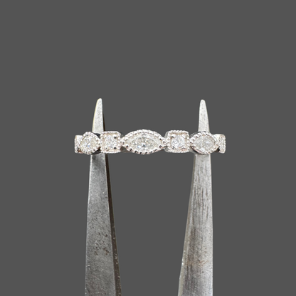 Alliance fantaisie diamants or blanc 0.24ct