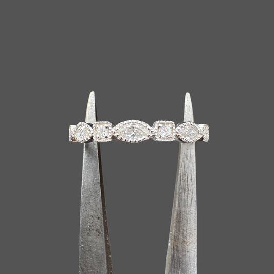 Alliance fantaisie diamants or blanc 0.24ct