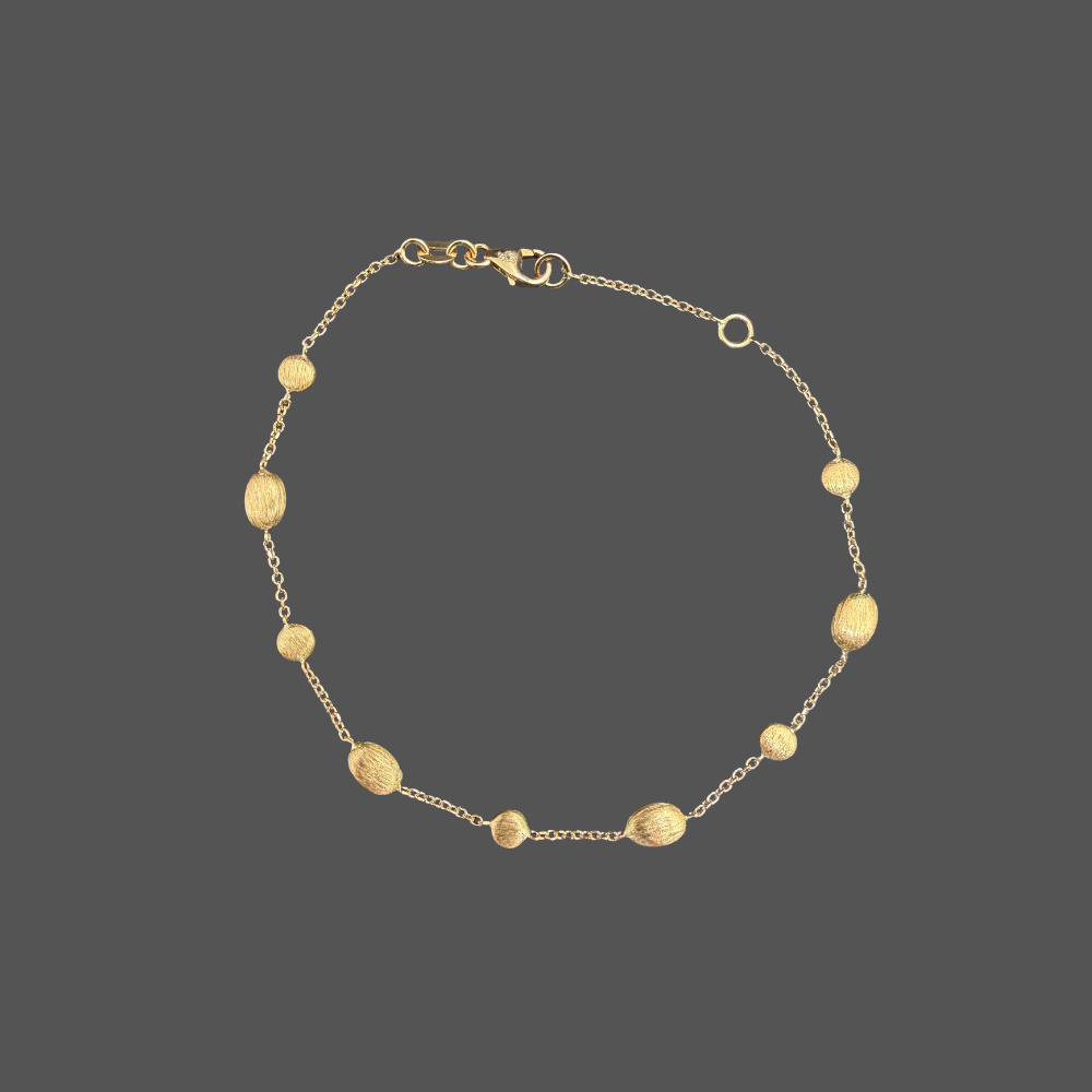 Bracelet Femme Adorée en or jaune 18 carats – Motifs ronds et ovales brossés – 3,11 g