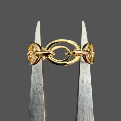 Bague Trois Ovales Pavés de Diamants – Or Jaune 18 Carats