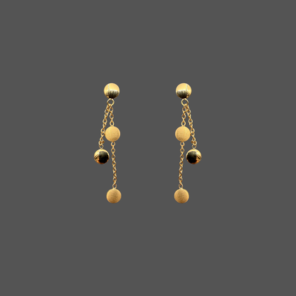 Boucles d’oreilles pendantes Femme Adorée en or jaune 18 carats – Pastilles rondes polies et brossées