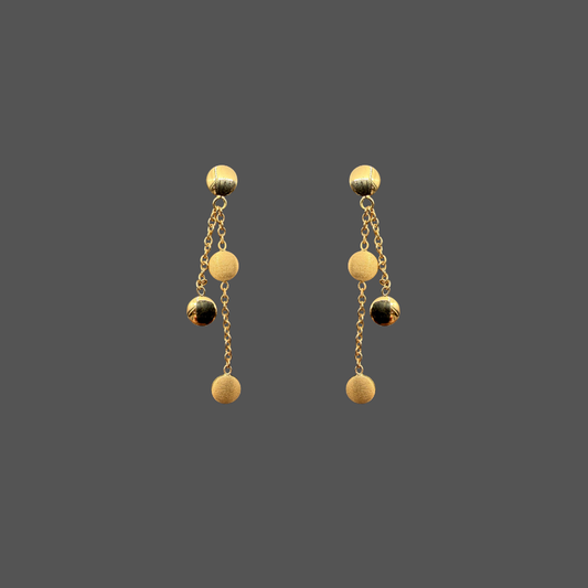 Boucles d’oreilles pendantes Femme Adorée en or jaune 18 carats – Pastilles rondes polies et brossées