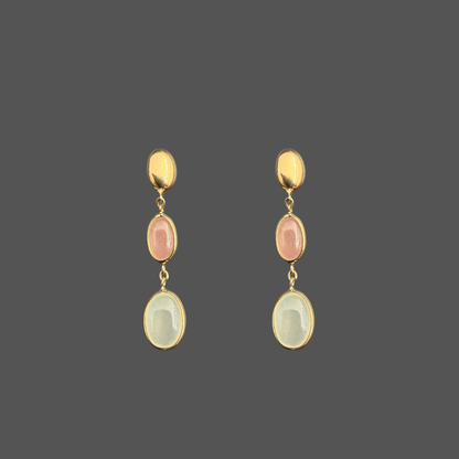 Boucles d’oreilles pendantes Femme Adorée en or jaune 18 carats et pierres de lune