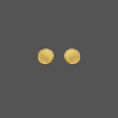 Boucles d’oreilles puces rondes Femme Adorée en or jaune 18 carats – Finition brossée et contour poli