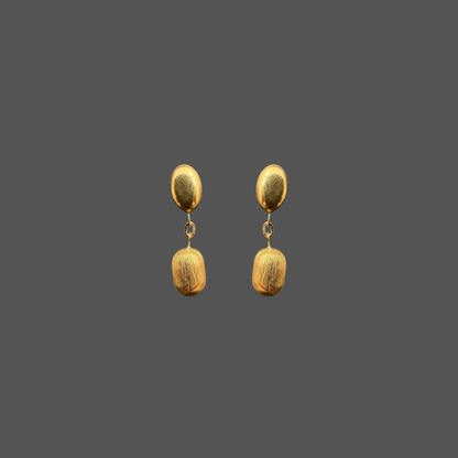 Boucles d’oreilles pendantes Femme Adorée en or jaune 18 carats – Doubles ovales polis et brossés