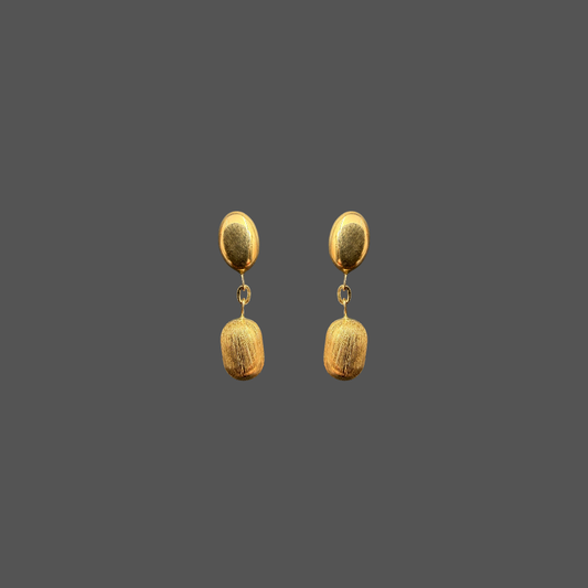 Boucles d’oreilles pendantes Femme Adorée en or jaune 18 carats – Doubles ovales polis et brossés