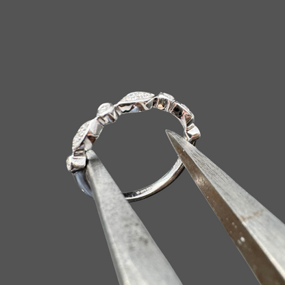 Alliance fantaisie diamants or blanc 0.17ct