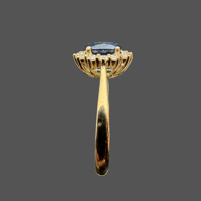 Bague entourage Saphir et Diamants Or Jaune