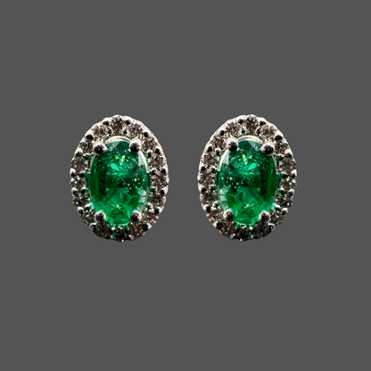 Boucles d’Oreilles Entourage Emeraude