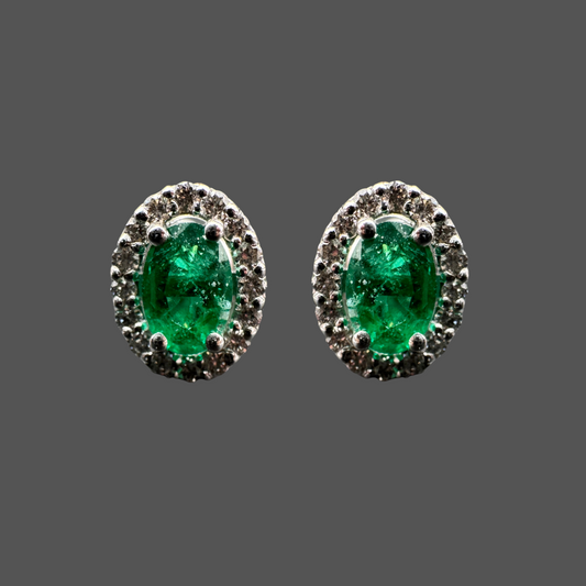 Boucles d’Oreilles Entourage Emeraude