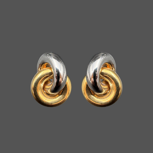 Boucles d’oreilles nœud en or jaune et or blanc
