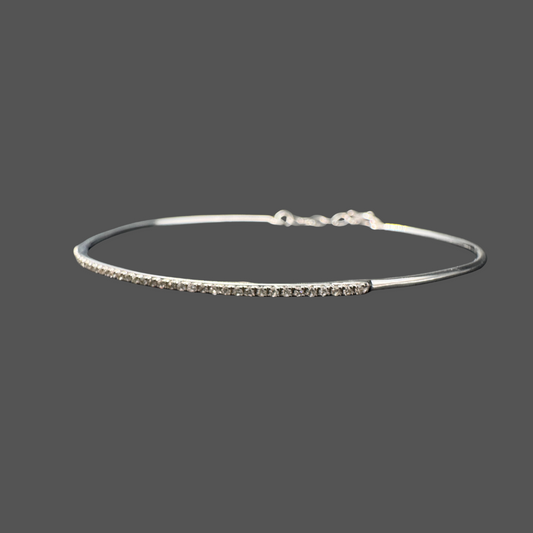 Jonc en or blanc 18k avec diamants