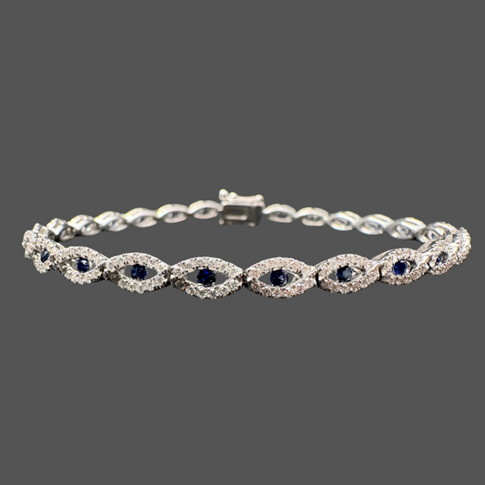 Bracelet rivière diamants et saphirs