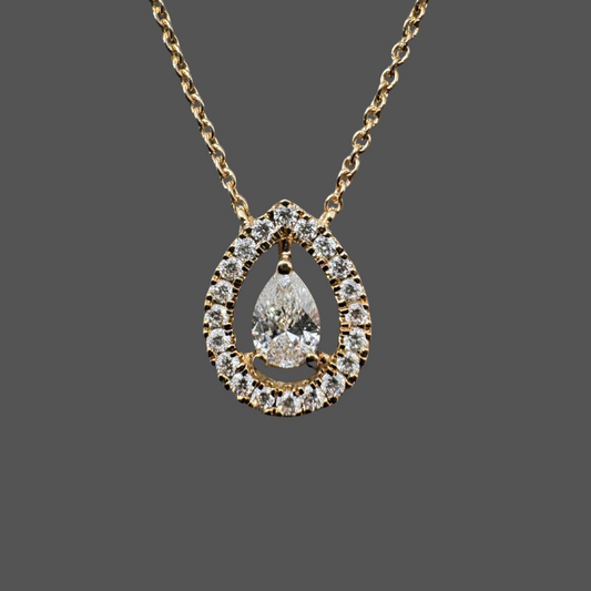 Pendentif diamant 0.50ct en or jaune avec chaîne