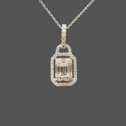 Pendentif diamant 0.56ct en or blanc avec chaîne