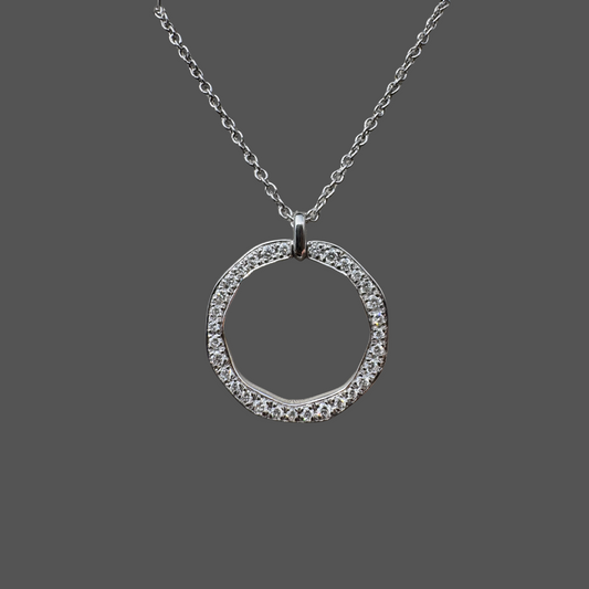 Pendentif diamant 0.32ct en or blanc avec chaîne