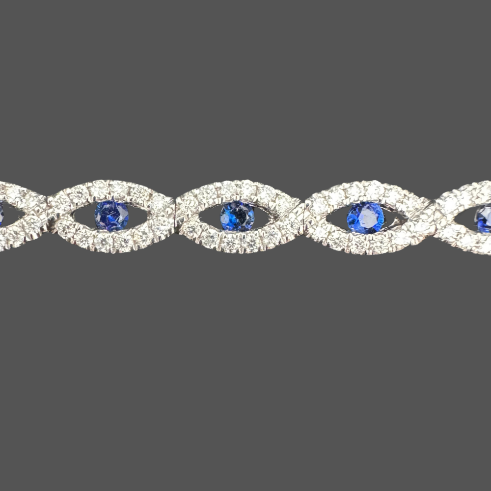 Bracelet rivière diamants et saphirs