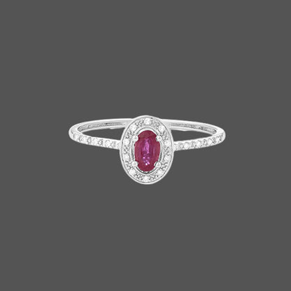 Bague Ruby Ovale Serti de Diamants - En or Jaune ou Blanc