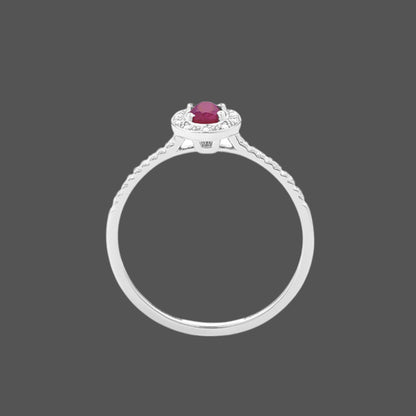 Bague Ruby Ovale Serti de Diamants - En or Jaune ou Blanc