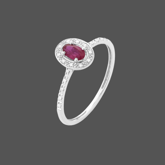 Bague Ruby Ovale Serti de Diamants - En or Jaune ou Blanc