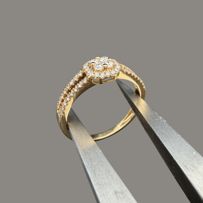 Bague diamants effet solitaire or jaune 18 carats 0,33 ct – Style illusion