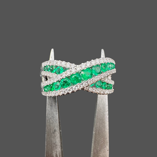 Bague Croisée Émeraudes