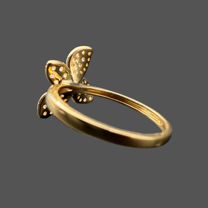 Bague fleur en or jaune 18 carats avec diamants